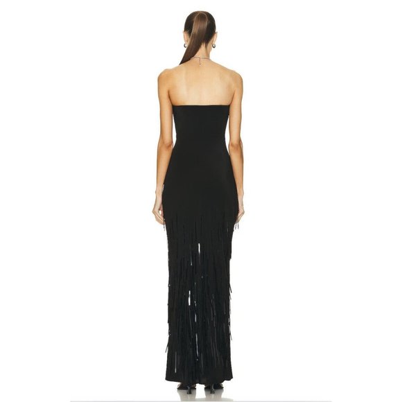 Cult Gaia Anisa Gown Black Silk Embellished Long - Picture 7 of 8